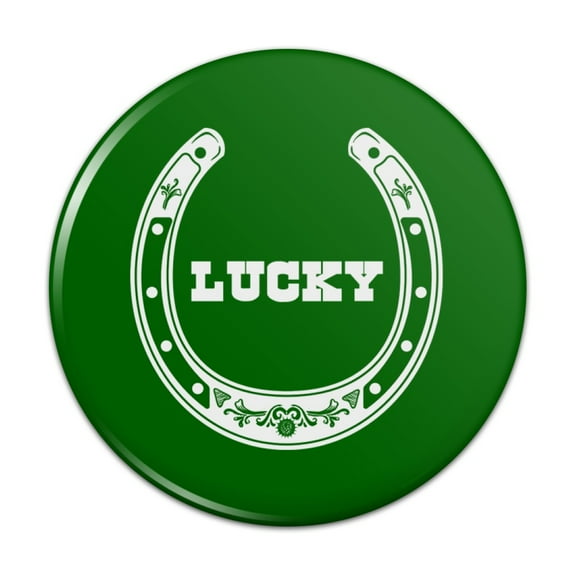Horseshoe Lucky Green Pinback Button Pin