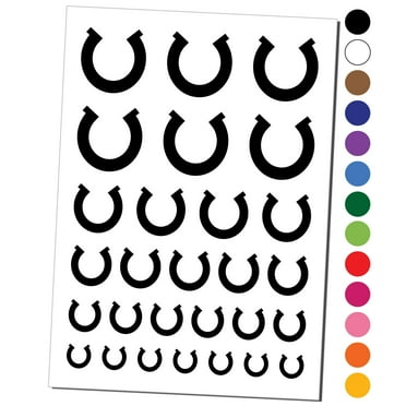 Horseshoe Lucky Solid Water Resistant Temporary Tattoo Set Fake Body Art Collection - Black