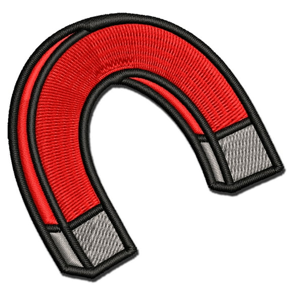 Horseshoe Magnet Magnetic Symbol Applique Multi-Color Embroidered Iron-On Patch - 3 Inch Medium