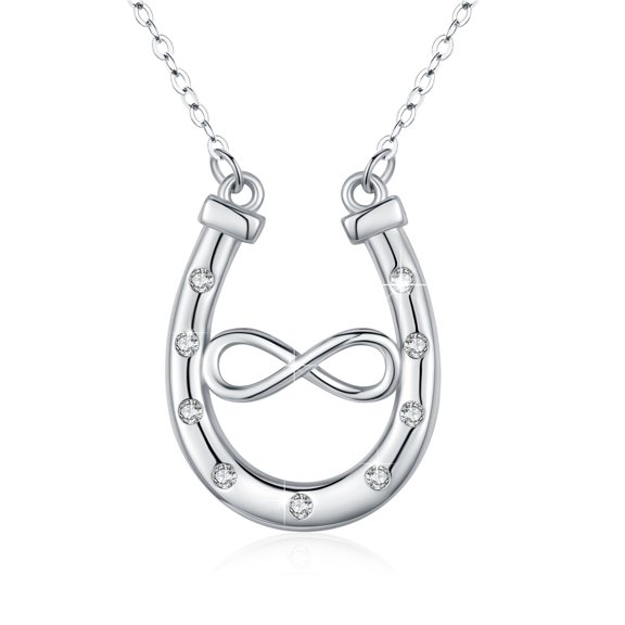 Horseshoe Necklace for Women 925 Sterling Silver Lucky Horseshoe Infinity Pendant Necklace Animal Jewelry Gifts for Birthday Anniversary