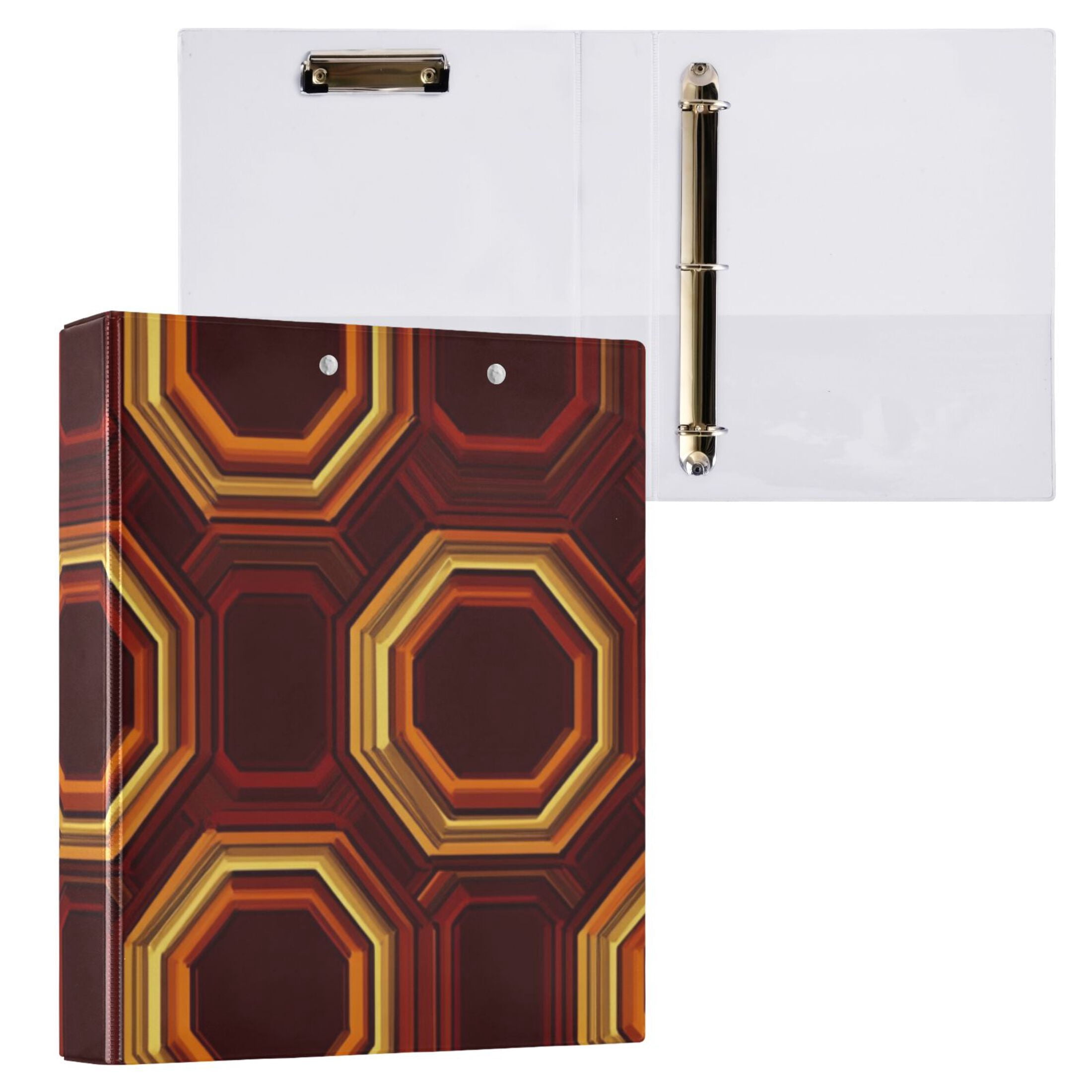 Horseshoe Octagonal 3 Ring Binders 1.5 inch Hardcover File Folders with Interior Pockets A4 Size Organizer for School Office Hospital