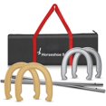 thumbnail image 1 of Horseshoe Outdoor  Set -Horse Shoe  Kit, Horseshoes Sets, Includes 4 Steel Horseshoes, 2 Metal Stakes & Carry Bag -  for Lawn, Backyard, or Tailgating, 1 of 6