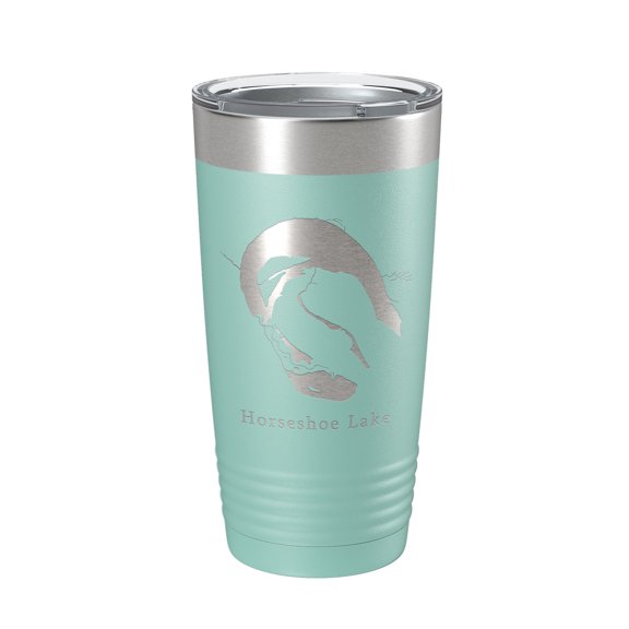 Horseshoe Porter & Mud Lakes Map Tumbler Travel Mug Insulated Laser Engraved Coffee Cup Arkansas 20 oz Teal