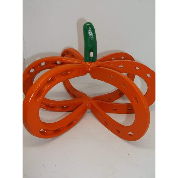 Horseshoe Pumpkin, Metal Art, Halloween, Decoration, Up cycled Art