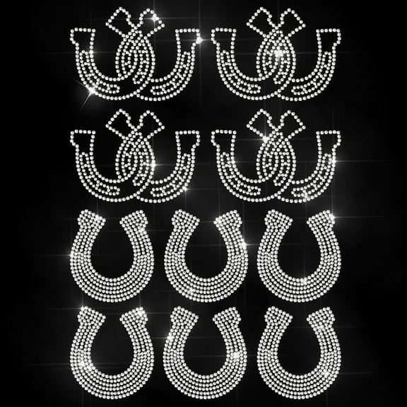 Horseshoe Rhinestone Iron on Transfer Animal Heat Transfer Decal Single & Intersecting U-Shaped Hufeisen Hot-fix Rhinestone Transfers Diamond Iron on Stickers for Shirt Bag Hat Jacket Jeans