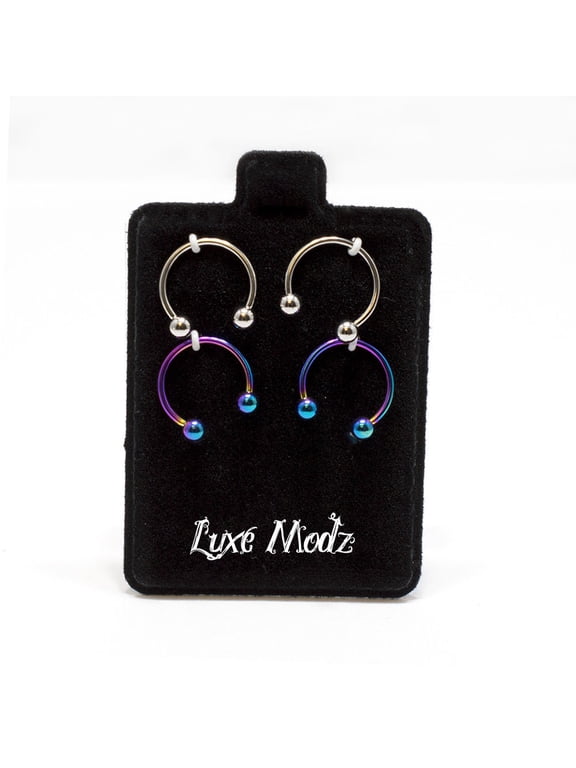 Horseshoe Ring 4pc Circular Barbell 18G Anodized Piercing Jewelry Nose Lip Rings