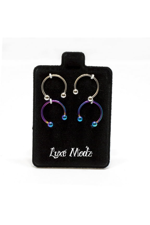 Horseshoe Ring 4pc Circular Barbell 18G Anodized Piercing Jewelry Nose Lip Rings