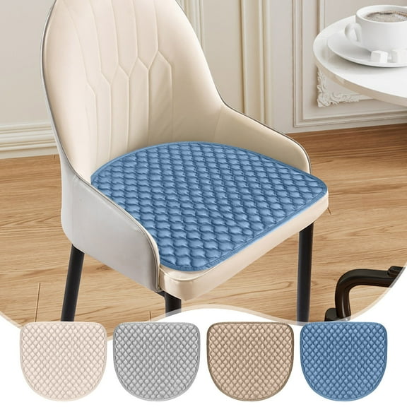 Horseshoe Seat Cushion | Curved Dining Chair Cushion | Non Slip Machine Washable | Thickened Linen-Like Fabric | 19.3x19.3 Inch | Beige Gray Gold Blue