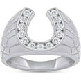 thumbnail image 1 of Horseshoe Statement Nugget Channel Set Ring 1.8 Ct Diamond 14K White Gold Over, 1 of 2