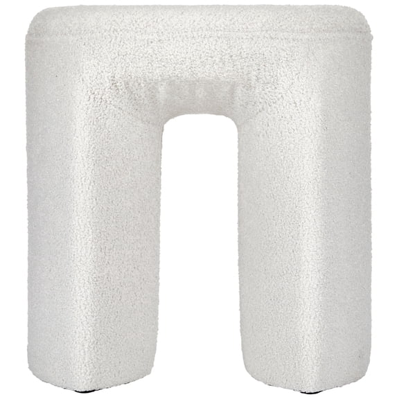 Aria Home Horseshoe Ottoman Plush Upholstered Accent Seat and Footrest 18", Cream
