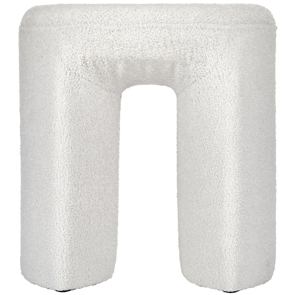 Aria Home Horseshoe Ottoman Plush Upholstered Accent Seat and Footrest 18", Cream