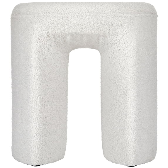 Aria Home Modern Plush Horseshoe Stool – Upholstered Footrest Ottoman Accent, 18", Cream