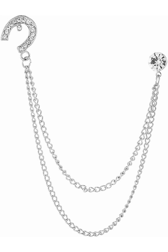 Horseshoe U Tassel Chain Brooch Collar Pin Rhinestone Solitaire CZ Brooches Lapel Pins Suit Shirt Tuxedo Corsage Accessories Fashion Wedding Anniversage Party Jewelry for Women Men