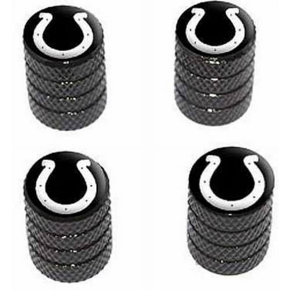 Horseshoe White on Black Tire Rim Wheel Aluminum Valve Stem Caps, Multiple Colors