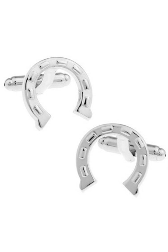 Horseshoe and horseshoe lucky element metal cufflinks CF5 double-hole fabric texture French shirt buttons men's high-end business cufflinks