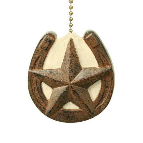 Horseshoe with Barn Star Primitive Design Ceiling Fan Pull or Light Pull Chain