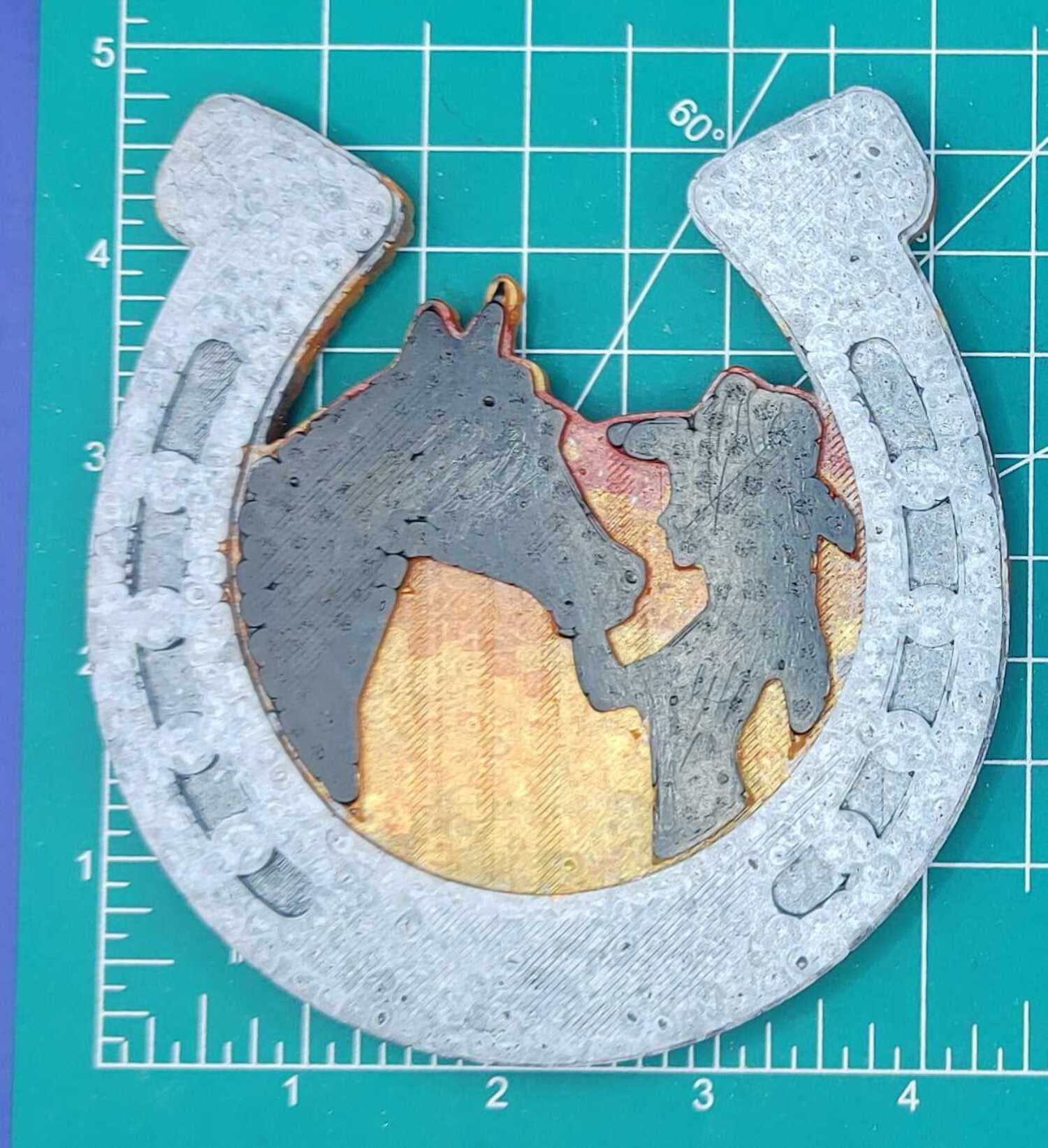 Horseshoe with Horse & Girl Silicone Freshie Mold