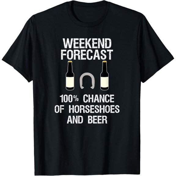 Horseshoes Game T-Shirt - Funny Horseshoes Forecast Beer
