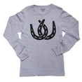 thumbnail image 1 of Horseshoes Together - Trendy Love Horses Symbol Boy's Long Sleeve Grey T-Shirt, 1 of 2