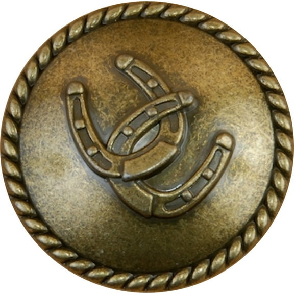 Horseshoes with Rope Drawer Cabinet Knob in Antique Brass