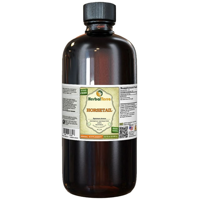 Horsetail Dry Herb Absolutely Natural Expertly Extracted by Trusted HerbalTerra Brand Certified Organic Alcohol-Based Liquid Extract. Proudly made in USA. Tincture 32 Fl.Oz
