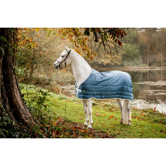 Horseware AmECO Liner (100g Medium-Lite), Teal Eco Print (Grey Trim), Size: 78