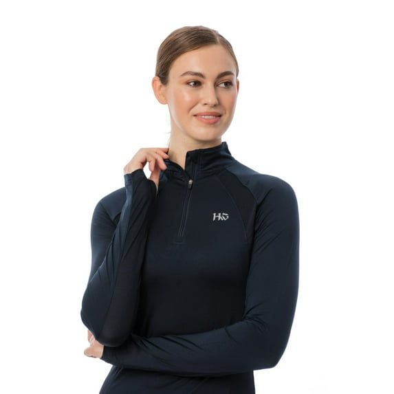 Horseware Ireland Aveen Half Zip Technical Long Sleeve Top- Navy- Small