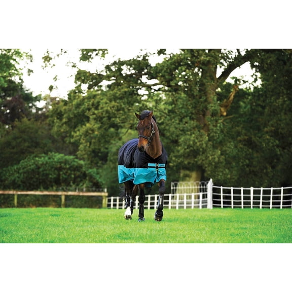 Horseware Mio Turnout Waterproof, 600D Polyester Winter Horse Fly Sheets, Black AndTurquoise