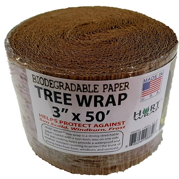 Hort Biodegradable Paper Tree Wrap, 3" x 50' Roll, Commercial Grade Gift Wrap Paper