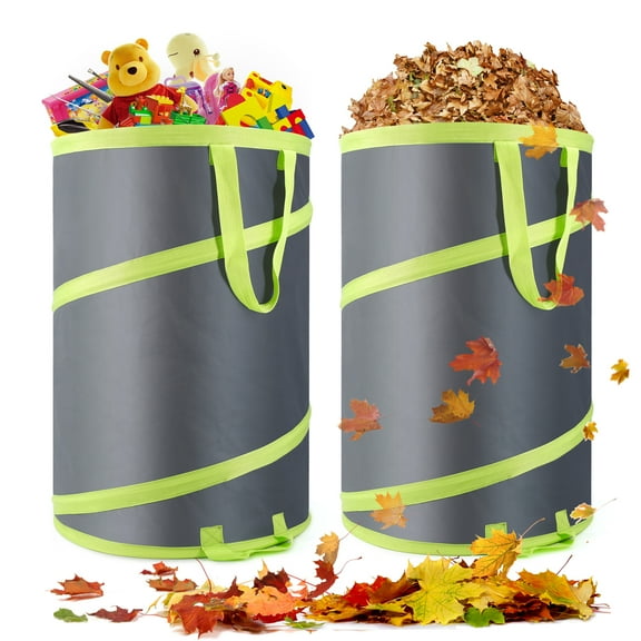 Hortem Collapsible Resuable Leaf Bag, Garden Waste Bag with Drawstrings for Windy Days(2-PACK-120L)