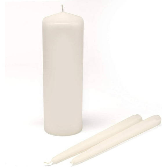 Hortense B. 95095 Hewitt Wedding Accessories, Unity Candle Set, Ivory, 9-Inch Pillar and 2 10-Inch Tapers