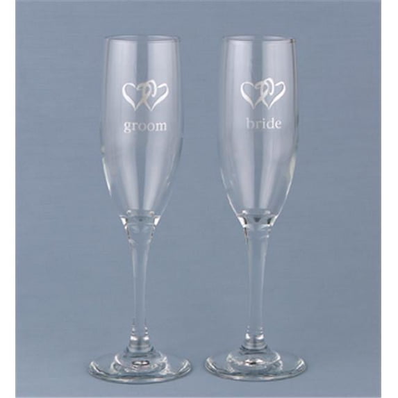 Hortense B. Hewitt 52107 Linked Heart Bride & Groom Flutes