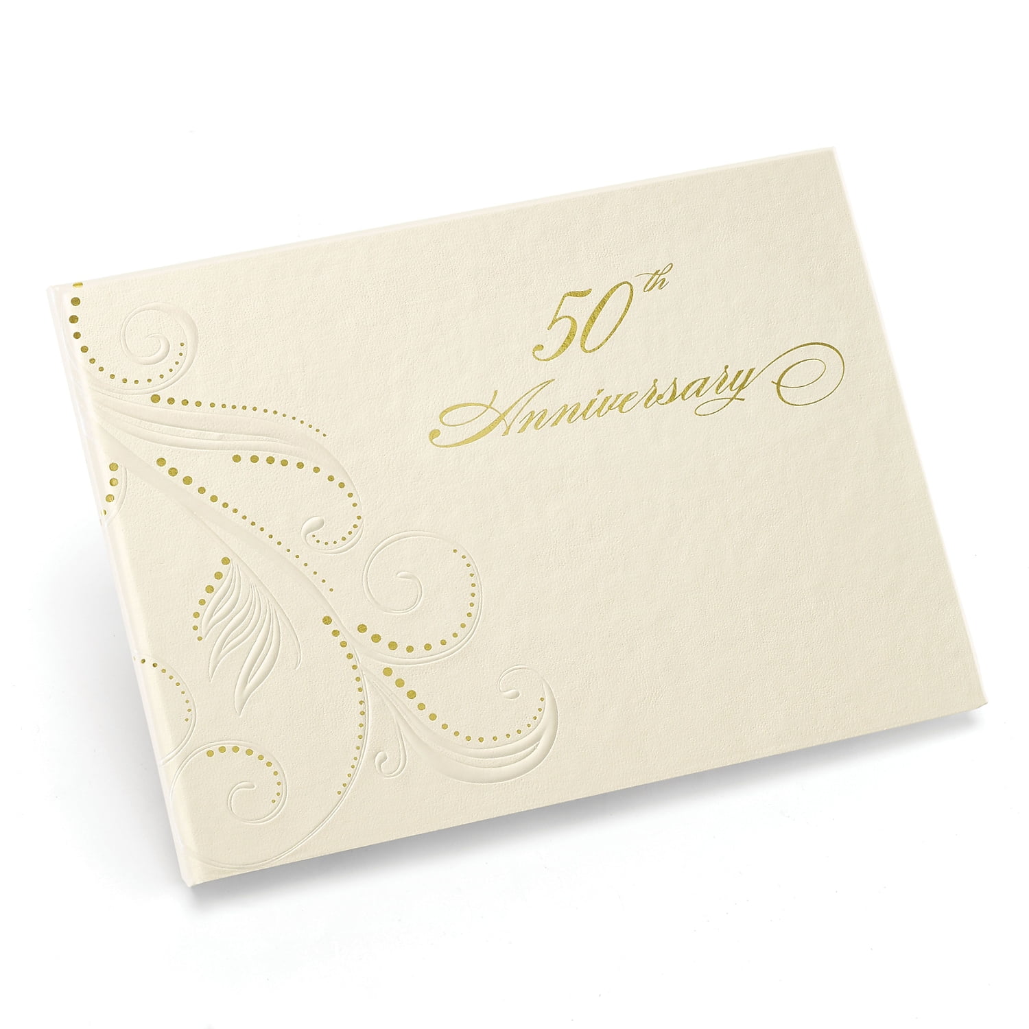 Hortense B. Hewitt HBH "50th Anniversary" Swirl Dots Spiral Bound Guest Book Ivory 20613ST
