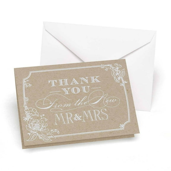 Hortense B. Hewitt Hortense B Hewitt Country Blossom Thank You Note Cards & Envelopes 50 pack, white