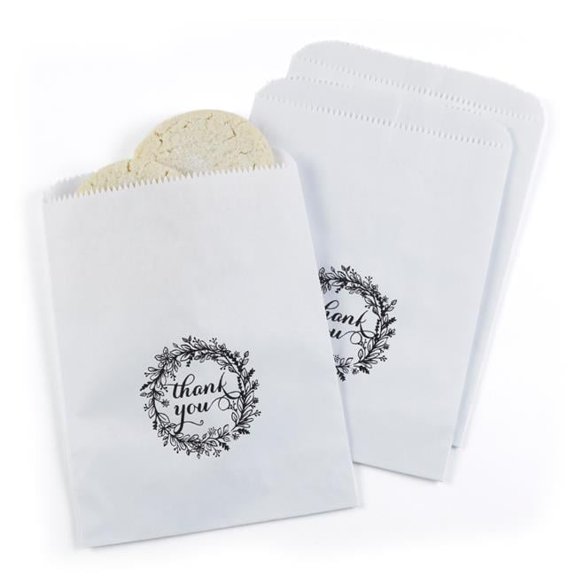 Hortense B. Hewitt Hortense B Hewitt Rustic Thank You Wreath White Treat Bags 25 pack