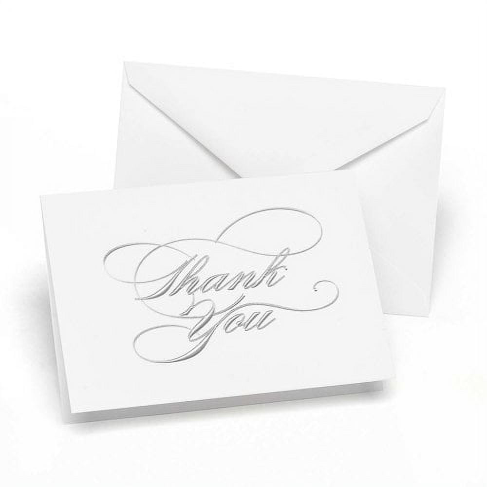 Hortense B. Hewitt Hortense B Hewitt Silver Embossed Thank You Note Cards and Envelopes 50 pack, white
