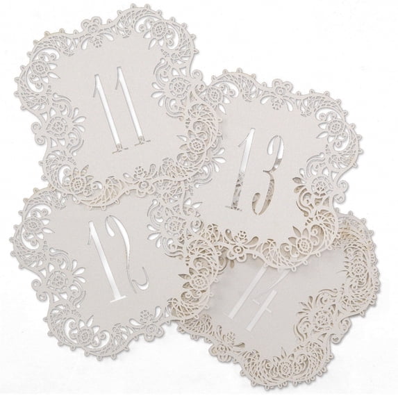 Hortense B. Hewitt Hortense B Hewitt White Shimmer Laser Cut Table Number Cards 11-20 Wedding or Event