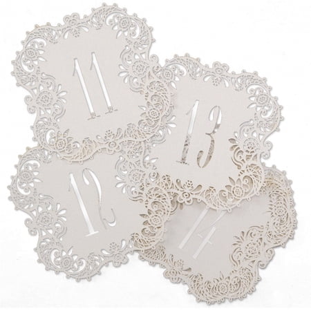 Hortense B. Hewitt Hortense B Hewitt White Shimmer Laser Cut Table Number Cards 11-20 Wedding or Event