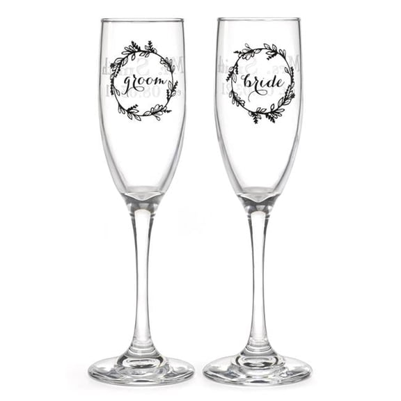 Hortense B. Hewitt Rustic Wreath Flutes - Personalized - Pack of 2