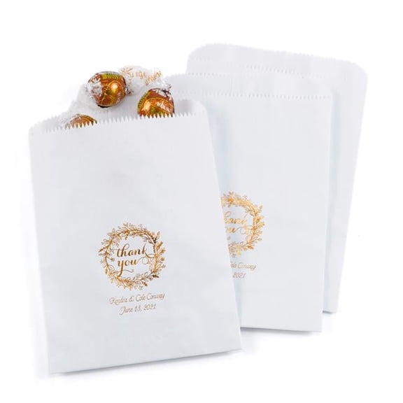 Hortense B. Hewitt Rustic Wreath Treat Bags - White - Personalized