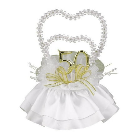 Hortense B. Hewitt Wedding Accessories 50th Anniversary Pearl Heart Cake Top