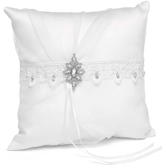 Hortense B. Hewitt Wedding Accessories Sparkling Elegance Ring Pillow, White