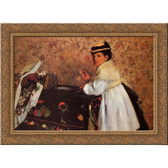 Hortense Valpin 24x19 Gold Ornate Wood Framed Canvas Art by Degas, Edgar