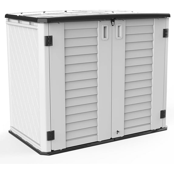 Horti Cubic Horizontal Storage Shed, Multi-Purpose Outdoor Storage Box, 34 Cubic Feet, White