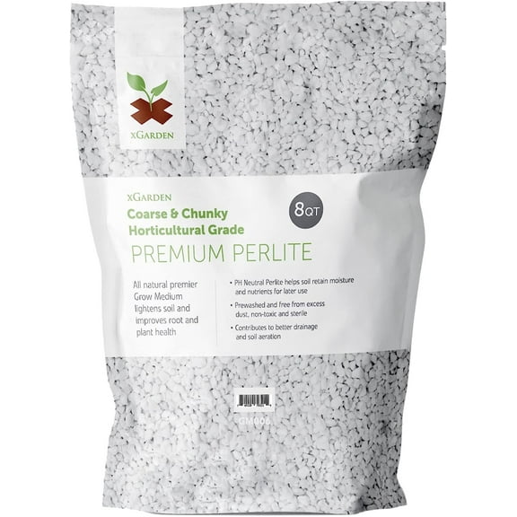 Horticultural Grade Perlite for Plants Indoor & Outdoor, Coarse & Chunky for House Plants, Gardening & Potting Mix, Organic Amendment, 8 Quarts Bulk