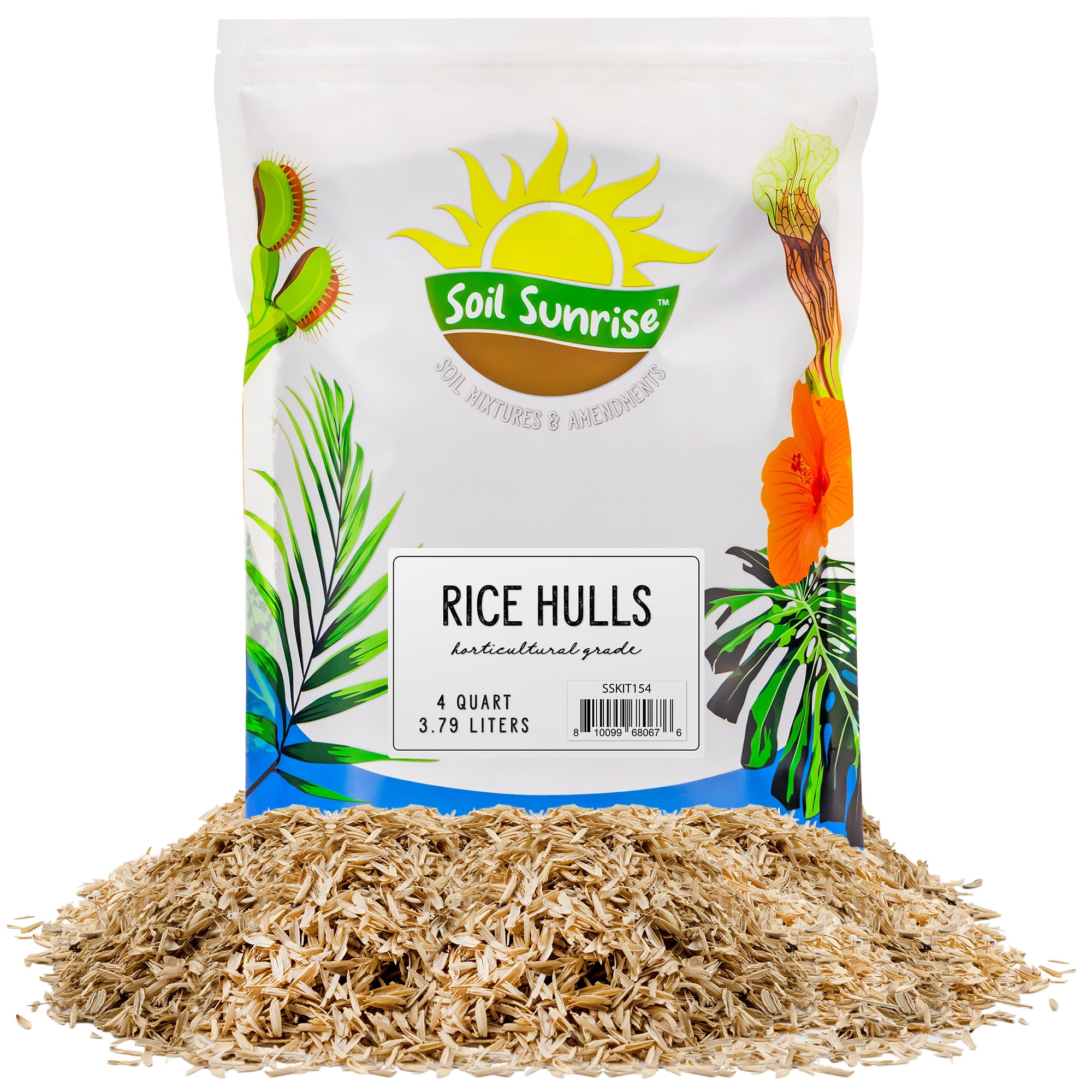 Horticultural Grade Rice Hulls (4 Quarts); All Natural Organic for House Plants and Chicken