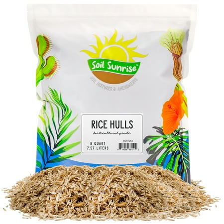 Horticultural Grade Rice Hulls (8 Quarts); All Natural Organic for House Plants and Chicken Bedding
