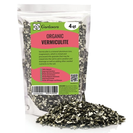 ? Horticultural Organic Vermiculite - (MADE IN UKRAINE ????) - Medium Grade - Natural Soil Additive for Potted Plants, Orchids, Hydroponics, Terrariums (4 QUART)