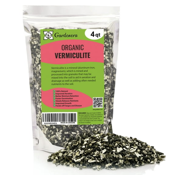 ⭐ Horticultural Organic Vermiculite - (MADE IN UKRAINE ????) - Medium Grade - Natural Soil Additive for Potted Plants, Orchids, Hydroponics, Terrariums (4 QUART)