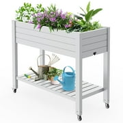 EasyUp Horticulture Raised Garden Bed Outdoor,Resin Plant Stand for Flowers Vegetables Herbs in Backyard, Patio, Balcony